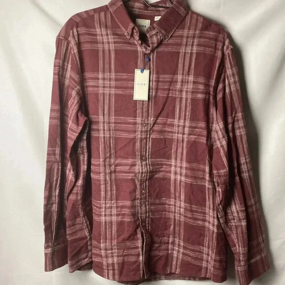 NWT ROWN MENS SIZE LARGE MUTED MAROON PLAID SOFT FLANNEL SHIRT BUTTON FRONT - Picture 3 of 13